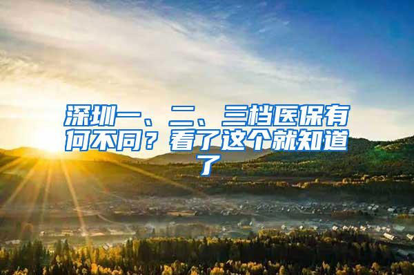 深圳一、二、三档医保有何不同？看了这个就知道了