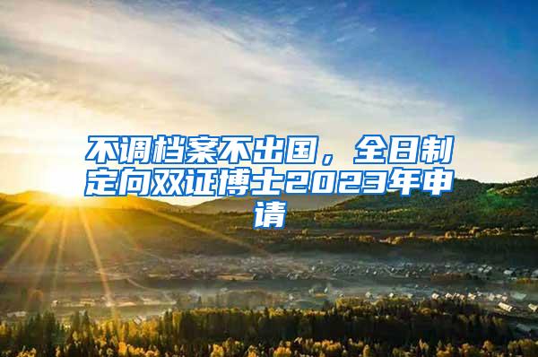 不调档案不出国，全日制定向双证博士2023年申请