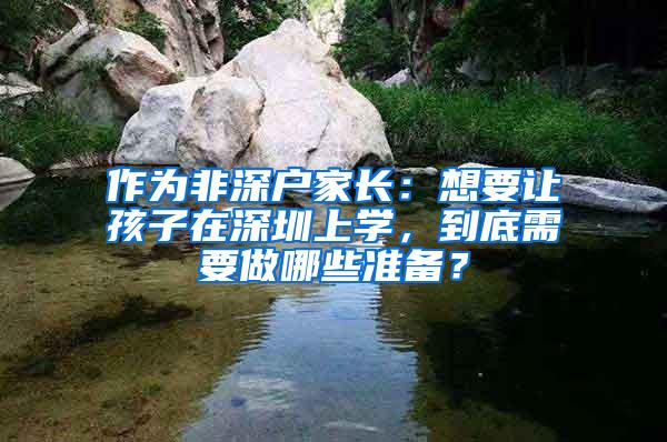 作为非深户家长：想要让孩子在深圳上学，到底需要做哪些准备？