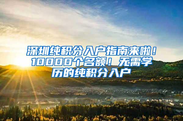 深圳纯积分入户指南来啦！10000个名额！无需学历的纯积分入户