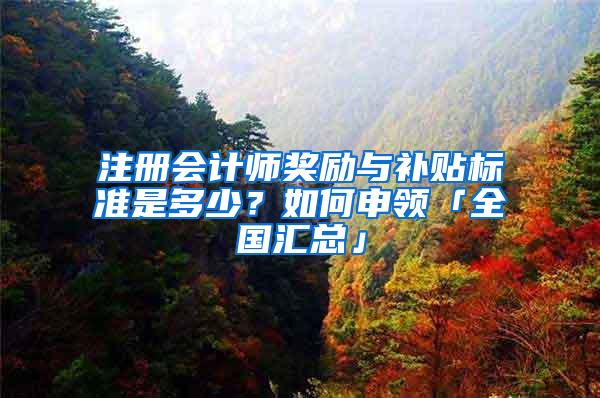 注册会计师奖励与补贴标准是多少？如何申领「全国汇总」