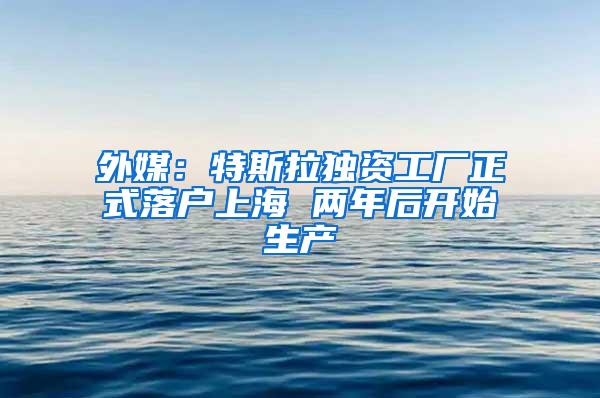 外媒：特斯拉独资工厂正式落户上海 两年后开始生产