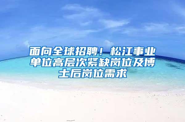 面向全球招聘！松江事业单位高层次紧缺岗位及博士后岗位需求→