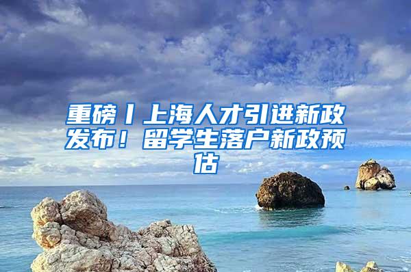 重磅丨上海人才引进新政发布！留学生落户新政预估