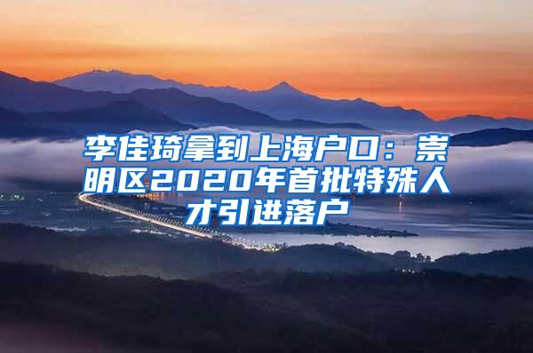 李佳琦拿到上海户口：崇明区2020年首批特殊人才引进落户