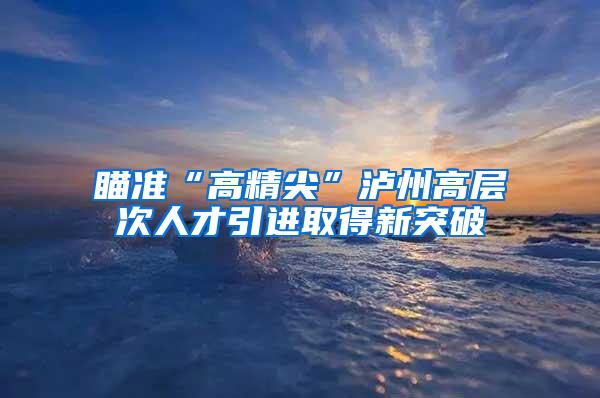 瞄准“高精尖”泸州高层次人才引进取得新突破