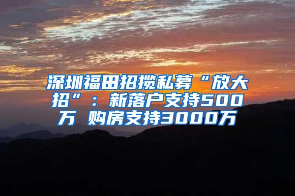 深圳福田招揽私募“放大招”：新落户支持500万 购房支持3000万