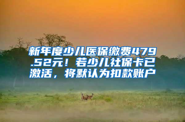 新年度少儿医保缴费479.52元！若少儿社保卡已激活，将默认为扣款账户