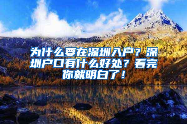 为什么要在深圳入户？深圳户口有什么好处？看完你就明白了！