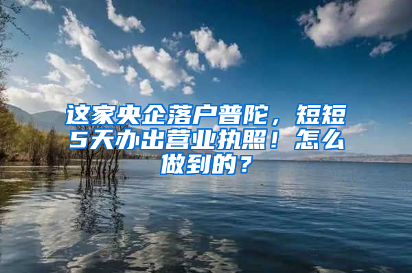 这家央企落户普陀，短短5天办出营业执照！怎么做到的？