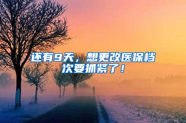 还有9天，想更改医保档次要抓紧了！