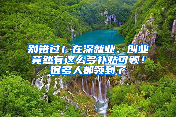 别错过！在深就业、创业竟然有这么多补贴可领！很多人都领到了