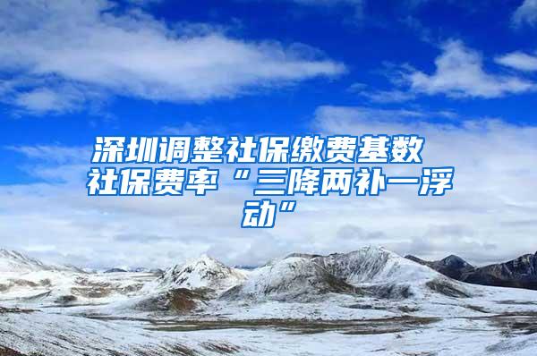 深圳调整社保缴费基数 社保费率“三降两补一浮动”