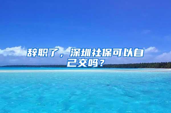 辞职了，深圳社保可以自己交吗？