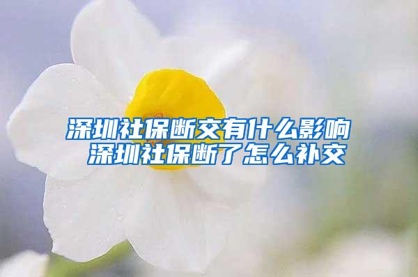 深圳社保断交有什么影响 深圳社保断了怎么补交