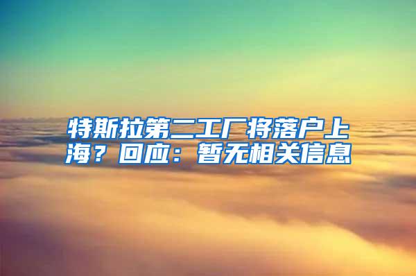 特斯拉第二工厂将落户上海？回应：暂无相关信息