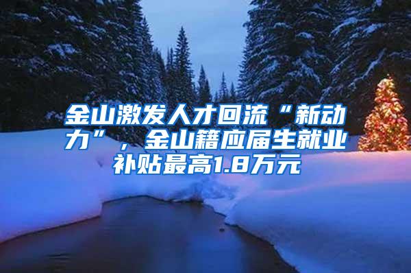 金山激发人才回流“新动力”，金山籍应届生就业补贴最高1.8万元