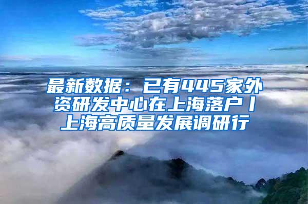 最新数据：已有445家外资研发中心在上海落户丨上海高质量发展调研行