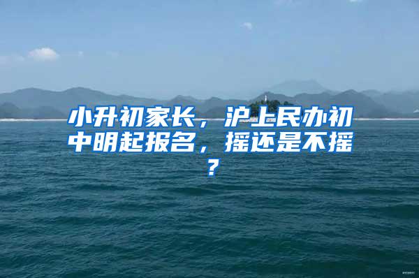 小升初家长，沪上民办初中明起报名，摇还是不摇？