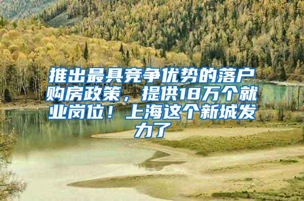 推出最具竞争优势的落户购房政策，提供18万个就业岗位！上海这个新城发力了