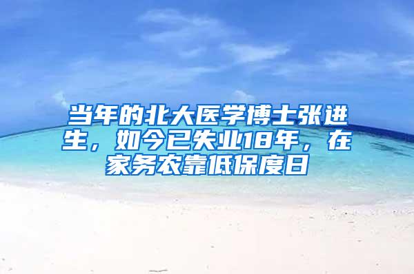 当年的北大医学博士张进生，如今已失业18年，在家务农靠低保度日