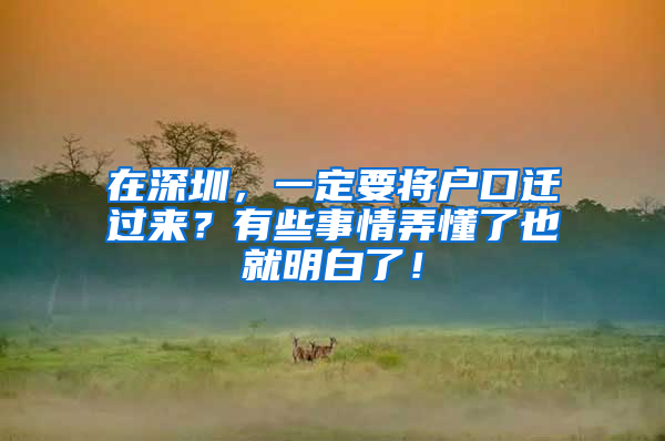 在深圳，一定要将户口迁过来？有些事情弄懂了也就明白了！