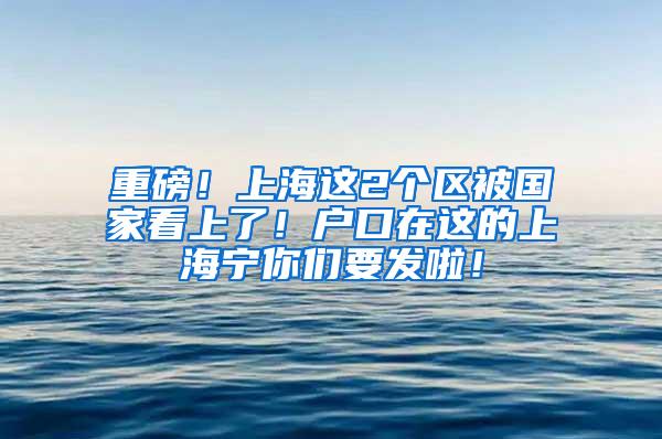 重磅！上海这2个区被国家看上了！户口在这的上海宁你们要发啦！