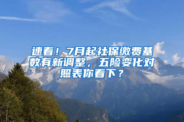 速看！7月起社保缴费基数有新调整，五险变化对照表你看下？