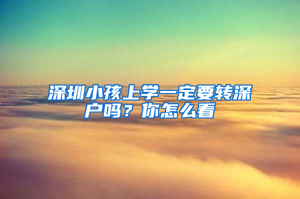 深圳小孩上学一定要转深户吗？你怎么看