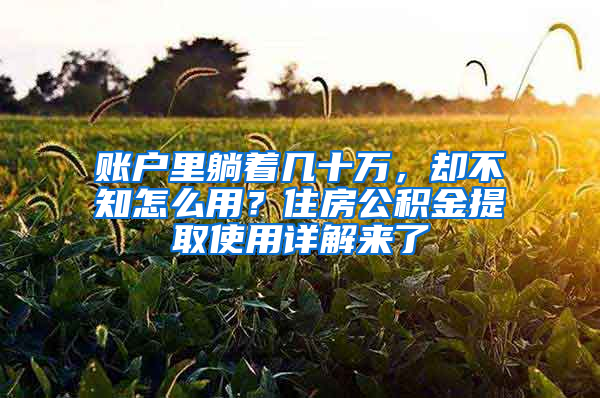 账户里躺着几十万，却不知怎么用？住房公积金提取使用详解来了