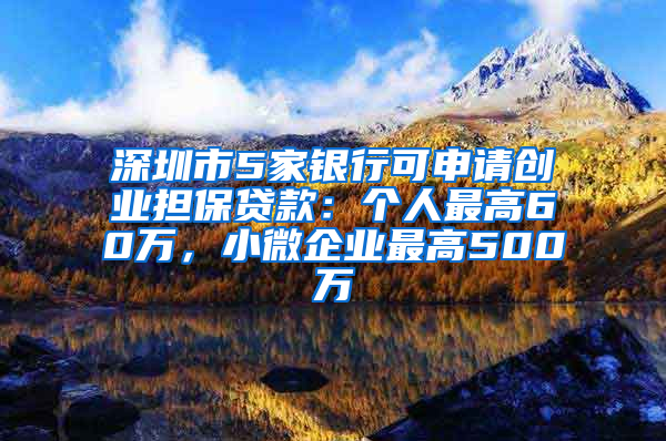 深圳市5家银行可申请创业担保贷款：个人最高60万，小微企业最高500万