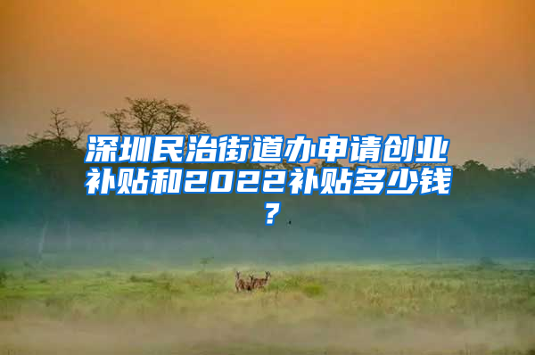 深圳民治街道办申请创业补贴和2022补贴多少钱？