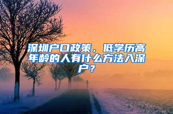 深圳户口政策，低学历高年龄的人有什么方法入深户？