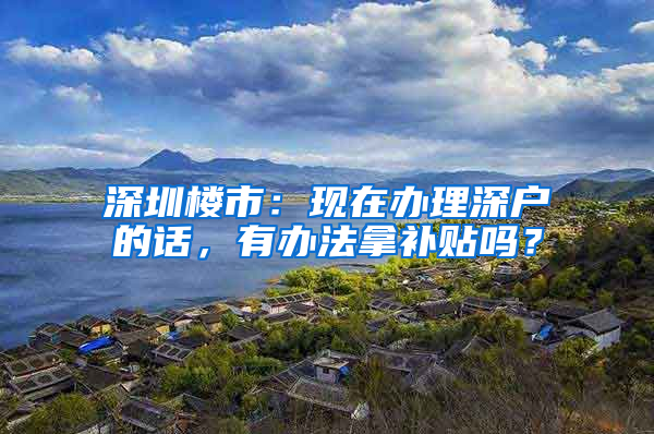 深圳楼市：现在办理深户的话，有办法拿补贴吗？