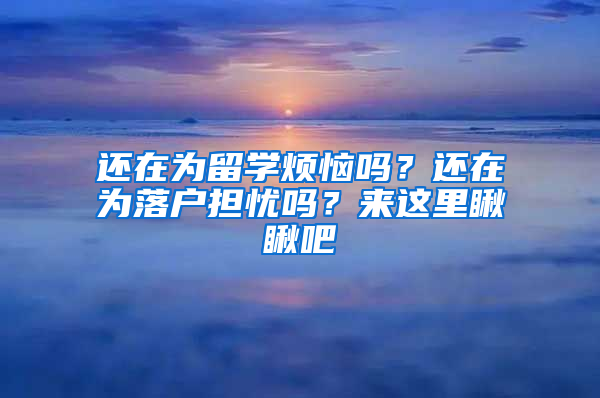 还在为留学烦恼吗？还在为落户担忧吗？来这里瞅瞅吧