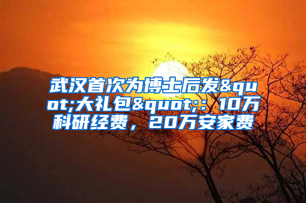 武汉首次为博士后发"大礼包"：10万科研经费，20万安家费