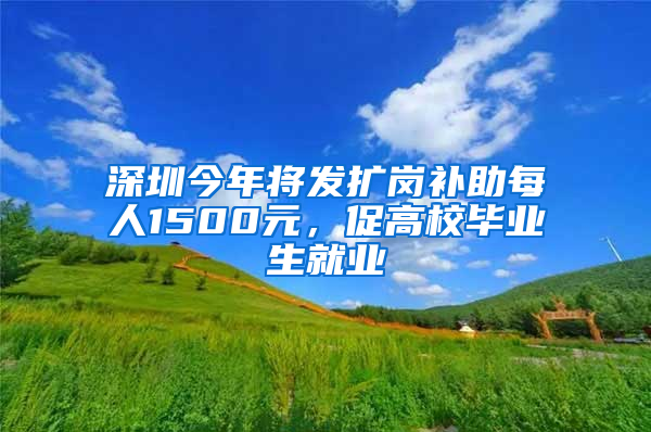 深圳今年将发扩岗补助每人1500元，促高校毕业生就业