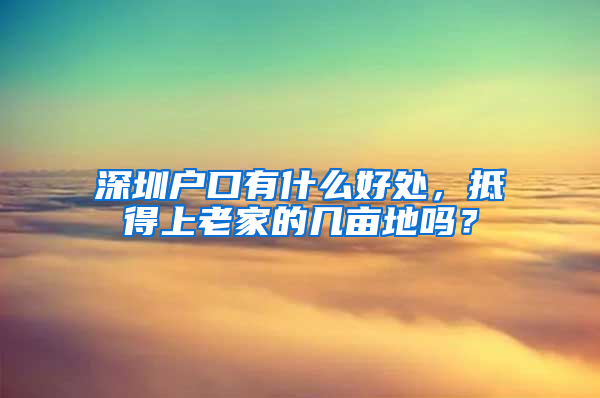 深圳户口有什么好处，抵得上老家的几亩地吗？