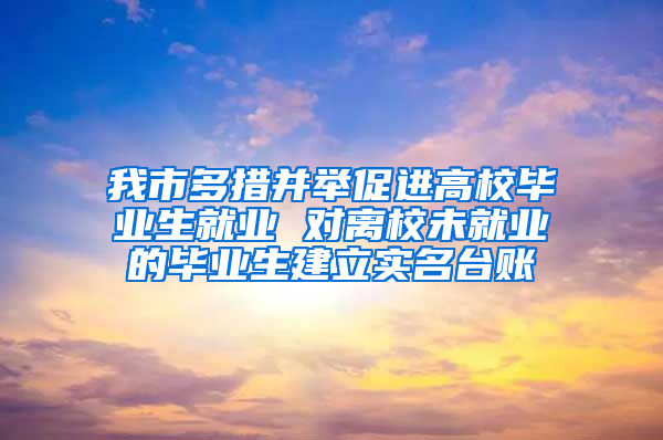 我市多措并举促进高校毕业生就业 对离校未就业的毕业生建立实名台账