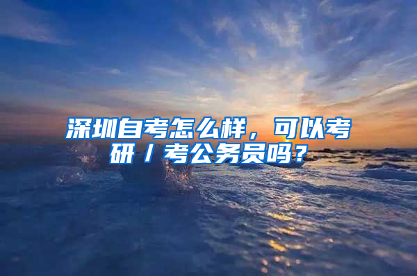 深圳自考怎么样，可以考研／考公务员吗？