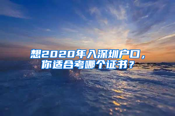 想2020年入深圳户口，你适合考哪个证书？