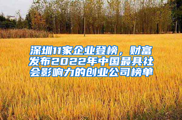 深圳11家企业登榜，财富发布2022年中国最具社会影响力的创业公司榜单