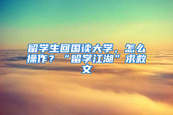 留学生回国读大学，怎么操作？“留学江湖”求救文