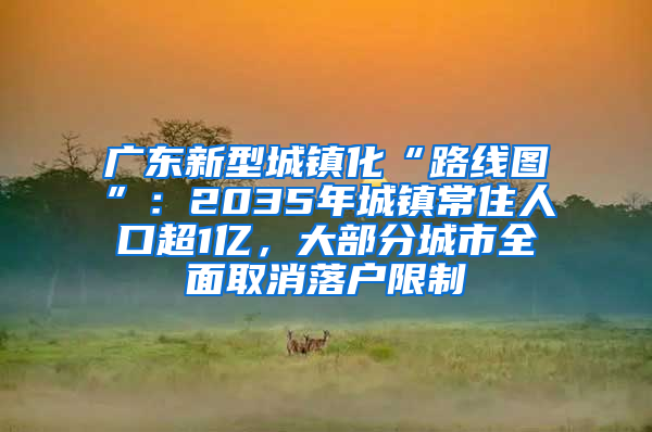 广东新型城镇化“路线图”：2035年城镇常住人口超1亿，大部分城市全面取消落户限制