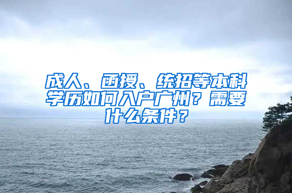 成人、函授、统招等本科学历如何入户广州？需要什么条件？