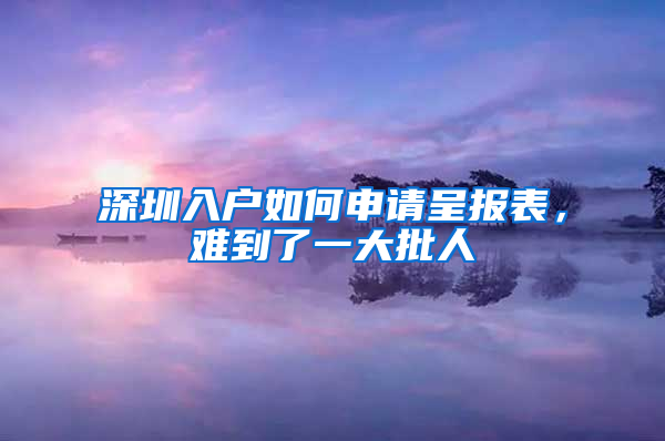 深圳入户如何申请呈报表，难到了一大批人