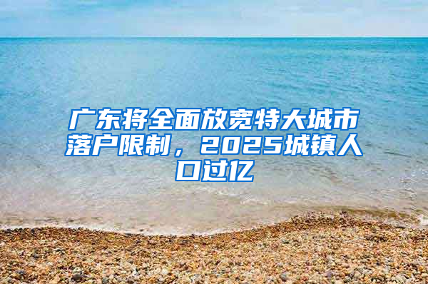 广东将全面放宽特大城市落户限制，2025城镇人口过亿