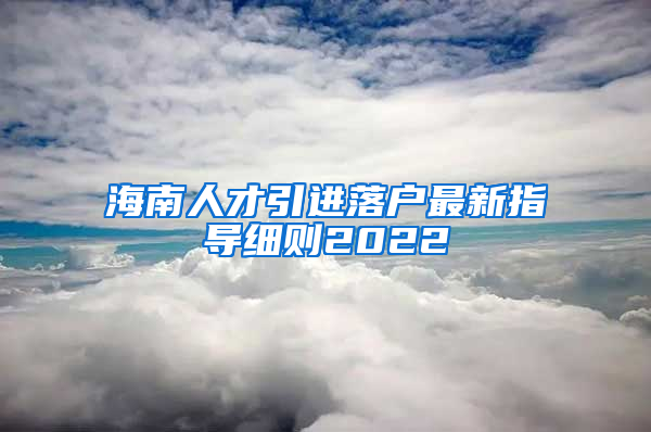 海南人才引进落户最新指导细则2022