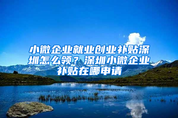 小微企业就业创业补贴深圳怎么领？深圳小微企业补贴在哪申请