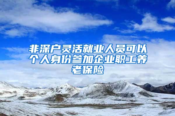 非深户灵活就业人员可以个人身份参加企业职工养老保险